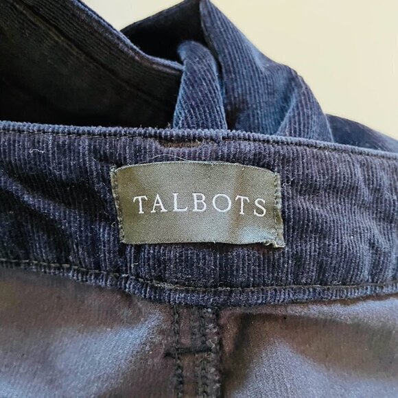 Talbots Pant Trouser Straight Leg Corduroy Navy Blue Winter Classic Knit Sweater - Picture 7 of 10